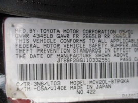 2001 LEXUS ES300 BLACK 3.0L AT Z16481